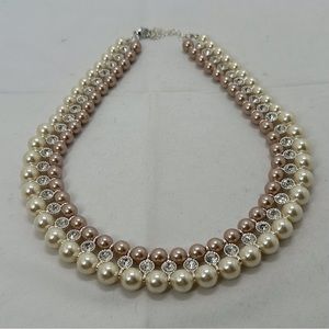 Vintage SHB, Shofel Bros., Pearl And Crystal Necklace, Collar